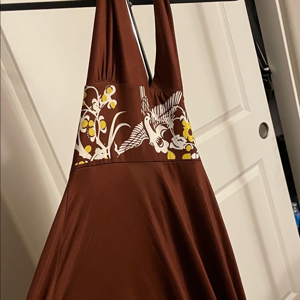 Forever 21 Brown Maxi Dress with Floral Design